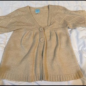Kimchi Blue Knit Cable Diamond Beige Cardigan. Size Medium